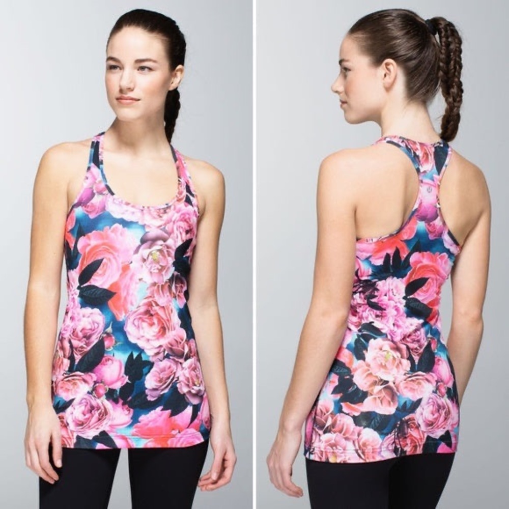 Lululemon “Secret Garden" Rose Lightened Up Singlet Activewear Top
